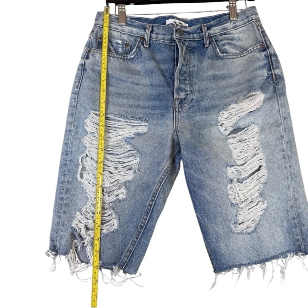 GRLFRND Beverly High Rise Long Bermuda Shorts 100% Cotton Denim